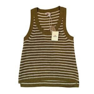 NWT Faherty Miramar Linen & Organic Cotton Sweater Tank Antique Bronze Sz XS
